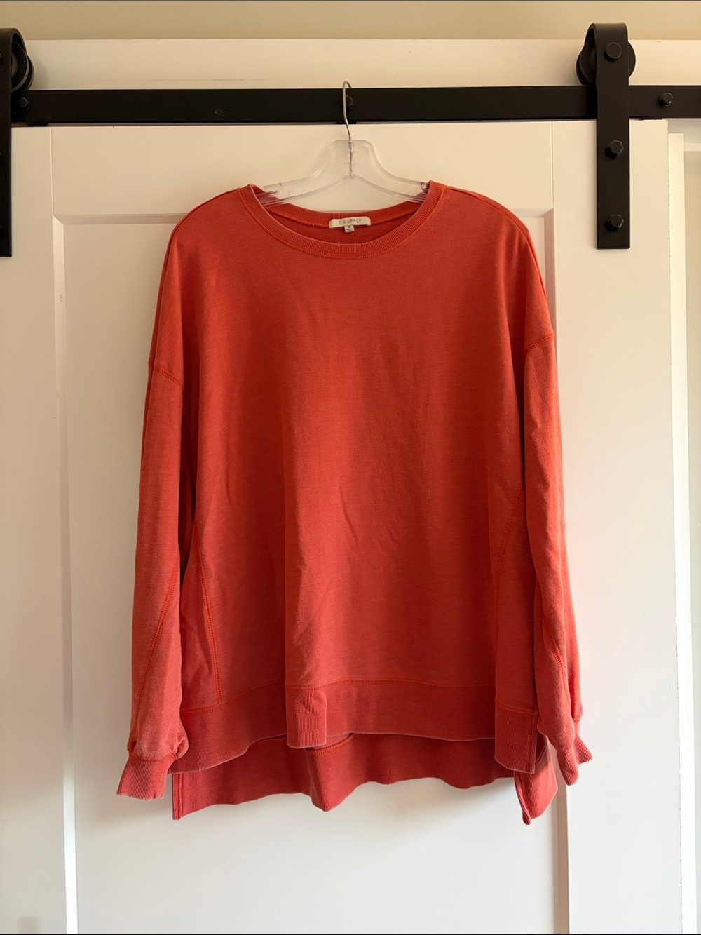 Coral Oversized Long-Sleeve Sweatshirt